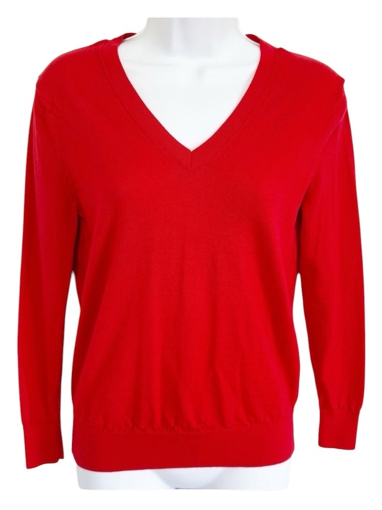 Banana Republic Sweaters - BANANA REPUBLIC 100% Extra Fine Merino Wool V-Neck Sweater Red XS